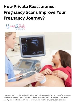 How Private Reassurance Pregnancy Scans Improve Your Pregnancy Journey?