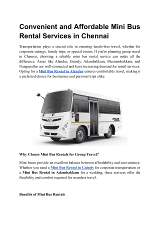 convenient and affordable mini bus rental