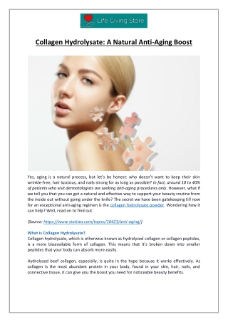 Hydrolyzed Beef Collagen for Youthful Skin & Hair - Life Giving Store