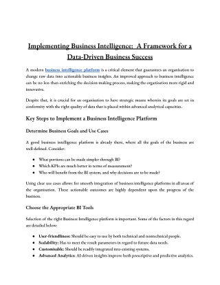 Implementing Business Intelligence_  A Framework for a Data-Driven Business Success