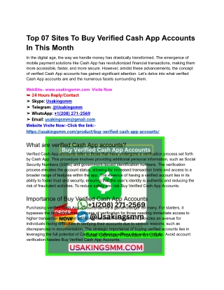 Top 07 Sites To Buy Verified Cash App Accounts In This Month