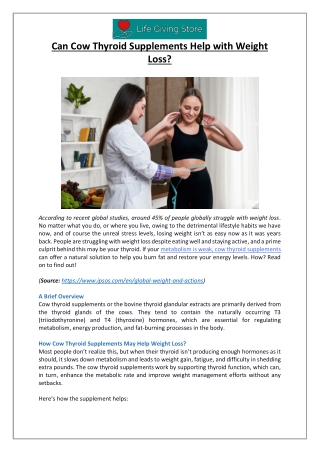 Cow Thyroid Supplements for Weight Loss & Energy - Life Giving Store