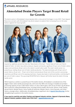 Ahmedabad Denim Players Target Brand Retail for Growth