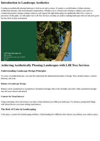 Achieving Aesthetically Pleasing Landscapes with LJR Tree Services