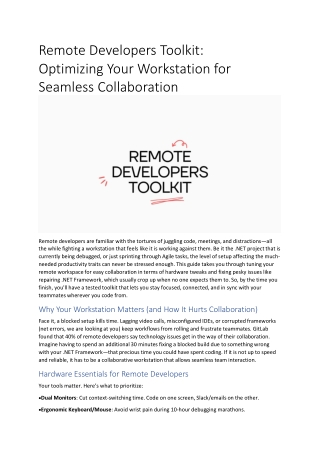 remote developers toolkit optimizing your