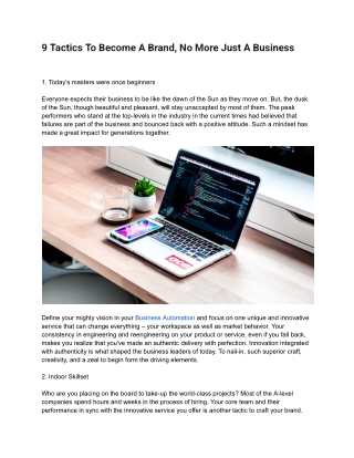 9 Tactics To Become A Brand, No More Just A Business