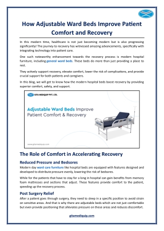 How Adjustable Ward Beds Improve Patient Comfort and Recovery
