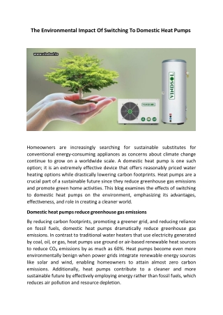 The Environmental Impact Of Switching To Domestic Heat Pumps