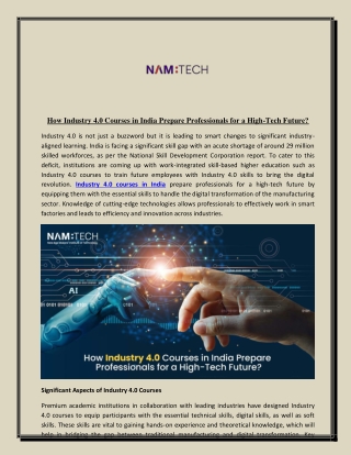 how industry 4 0 courses in india prepare