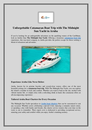 Unforgettable Catamaran Boat Trip with The Midnight Sun Yacht in Aruba