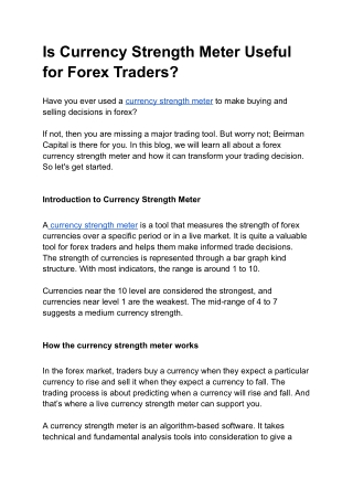 is currency strength meter useful for forex