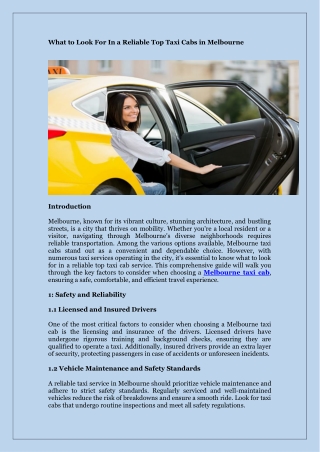 what to look for in a reliable top taxi cabs