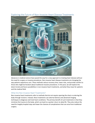 Exploring the Future of Non-Invasive Heart Disease Treatments