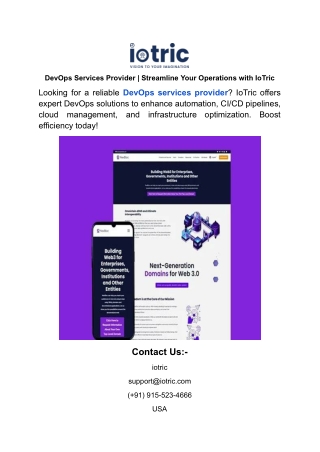 DevOps Services Provider _ Streamline Your Operations with IoTric