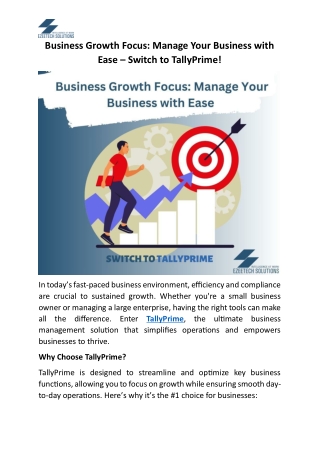 Business Growth Focus Manage Your Business with Ease – Switch to TallyPrime