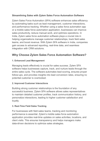 streamlining sales with zylem sales force