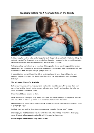 preparing sibling for a new addition in the family