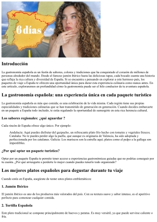 La gastronomía española, una experiencia única en cada paquete turístico