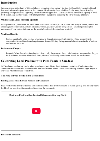 Celebrating Local Produce with Pitco Foods in San Jose
