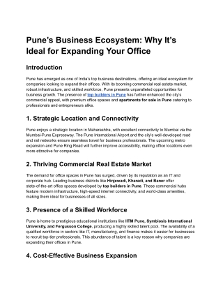 Pune’s Business Ecosystem_ Why It’s Ideal for Expanding Your Office