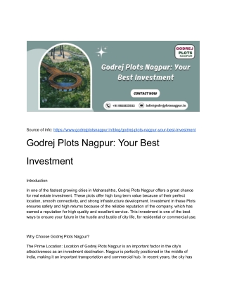 Godrej Plots Nagpur: Your Best Investment