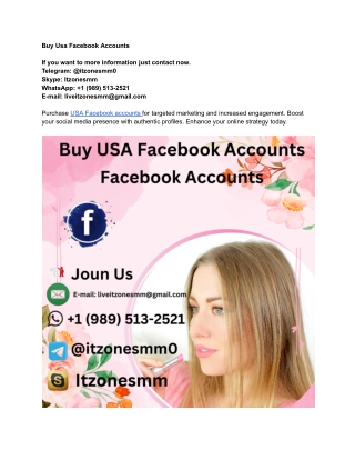 Buy USA Facebook Accounts - USA Agad Facebook Accounts for Sell