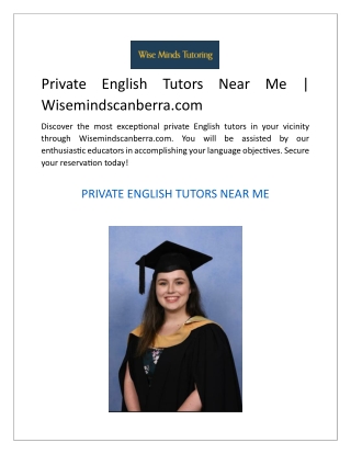 Private English Tutors Near Me  Wisemindscanberra