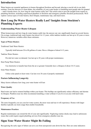 How Long Do Water Heaters Really Last? Insights from Stockton's Plumbing Experts