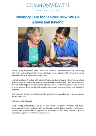 memory care for seniors how we go above and beyond