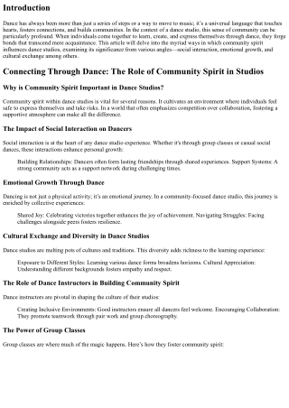 Connecting Through Dance: The Role of Community Spirit in Studios