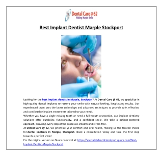 Best Implant Dentist Marple Stockport