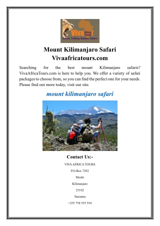 Mount Kilimanjaro Safari Vivaafricatours