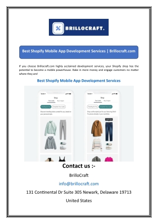 Best Shopify Mobile App Development Services  Brillocraft