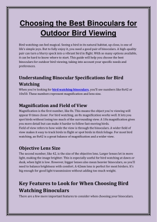 Bird Watching Binoculars: Enhance Your Viewing Experience