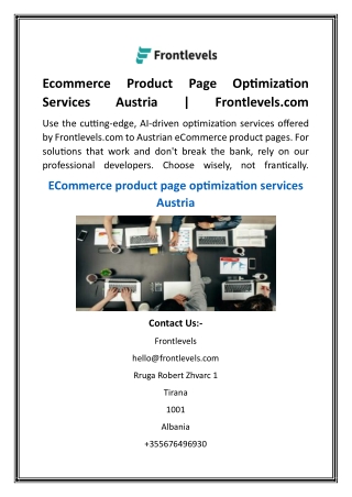 Ecommerce Product Page Optimization Services Austria  Frontlevels.com