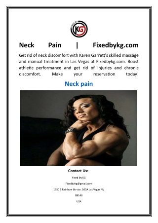 Neck Pain  Fixedbykg.com