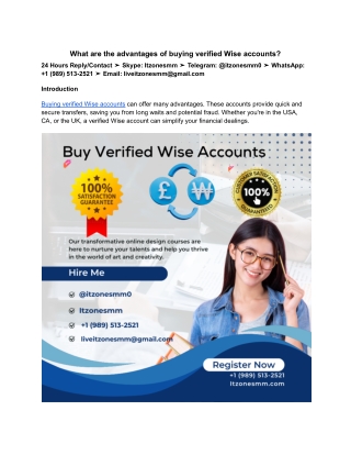 What are the advantages of buying verified Wise accounts_