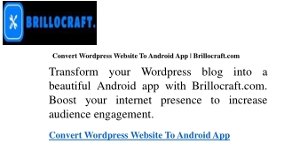 Convert Wordpress Website To Android App  Brillocraft.com