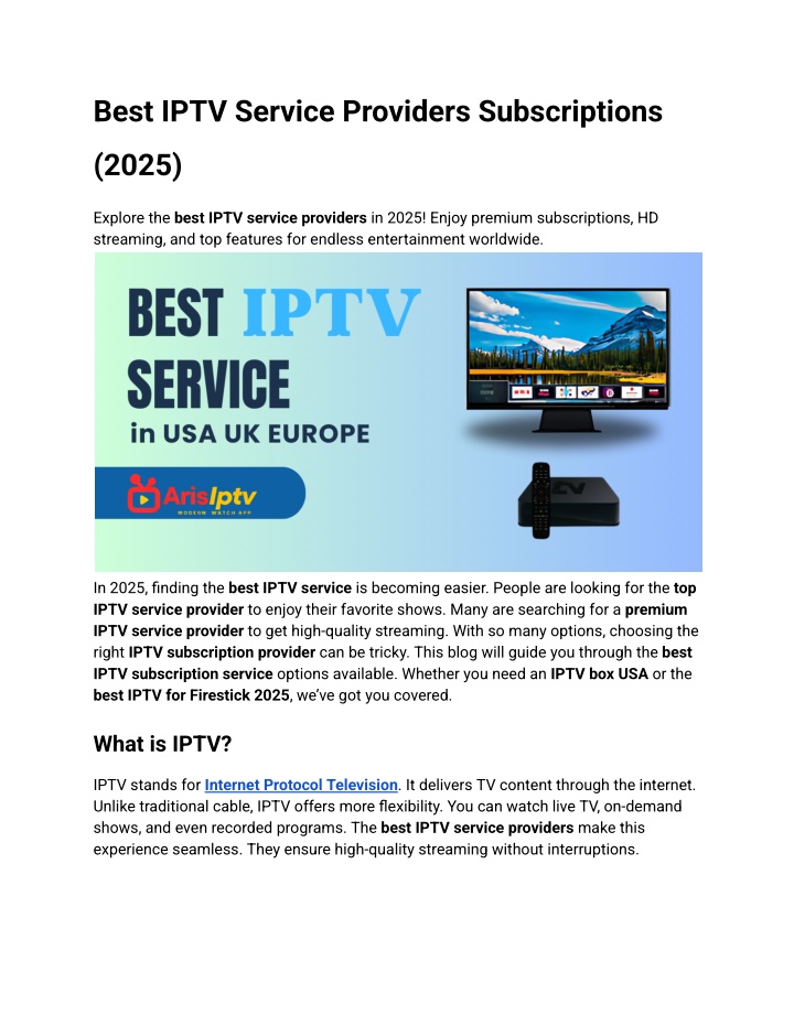 best iptv service providers subscriptions