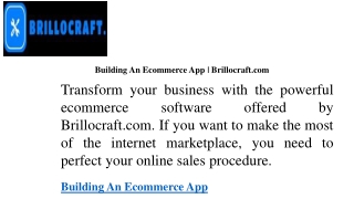 Building An Ecommerce App  Brillocraft.com