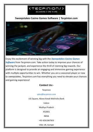Sweepstakes Casino Games Software  Tecpinion