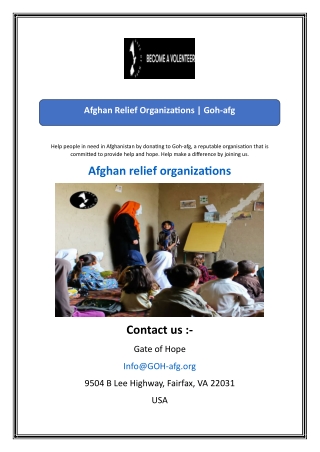 Afghan Relief Organizations  Goh-afg