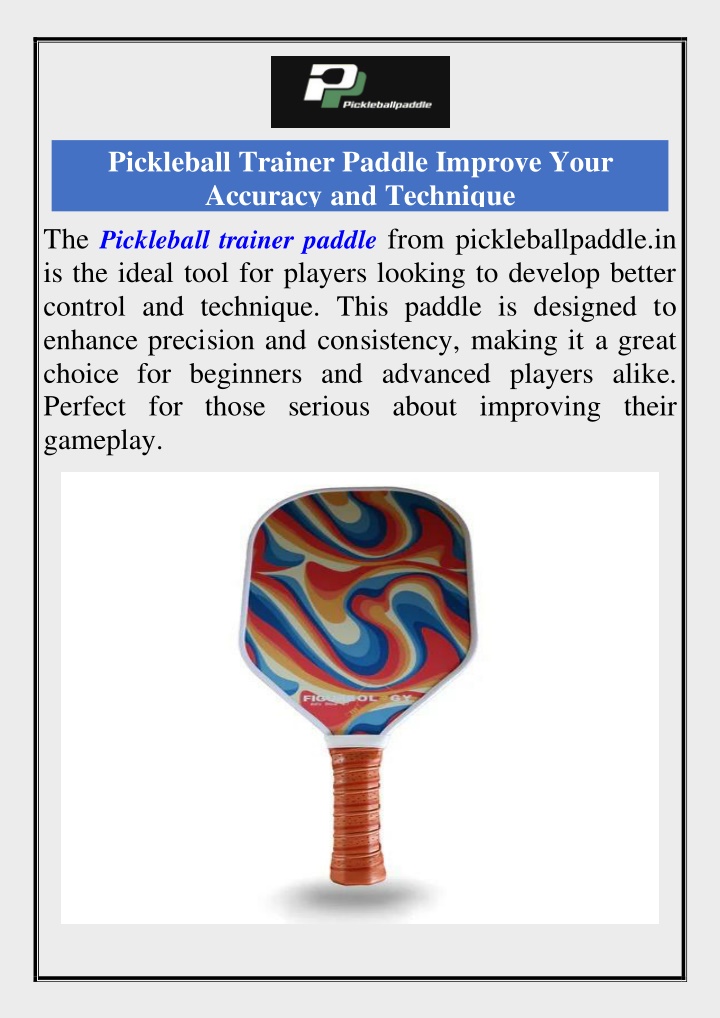 pickleball trainer paddle improve your accuracy