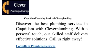 Coquitlam Plumbing Services  Cleverplumbing