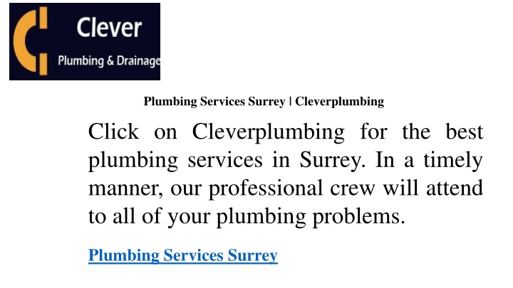 plumbing services surrey cleverplumbing