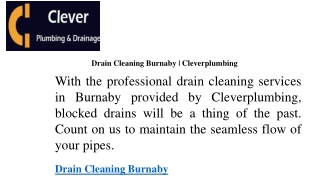 Drain Cleaning Burnaby  Cleverplumbing