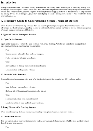 A Beginner's Guide to Understanding Vehicle Transport Options