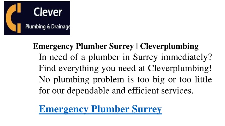 emergency plumber surrey cleverplumbing