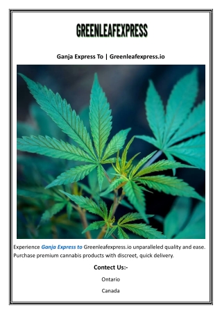 Ganja Express To  Greenleafexpress.io