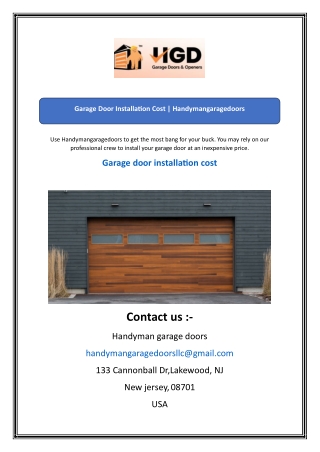 Garage Door Installation Cost  Handymangaragedoors